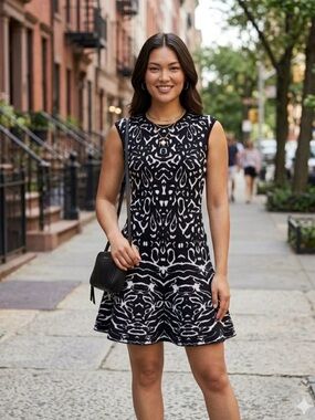Torn by Ronny Kobo Black and White Mini Dress